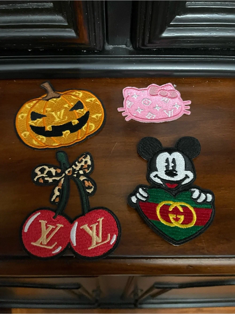 Designer Logo iron on patches set of 4 - Picture 2 of 2